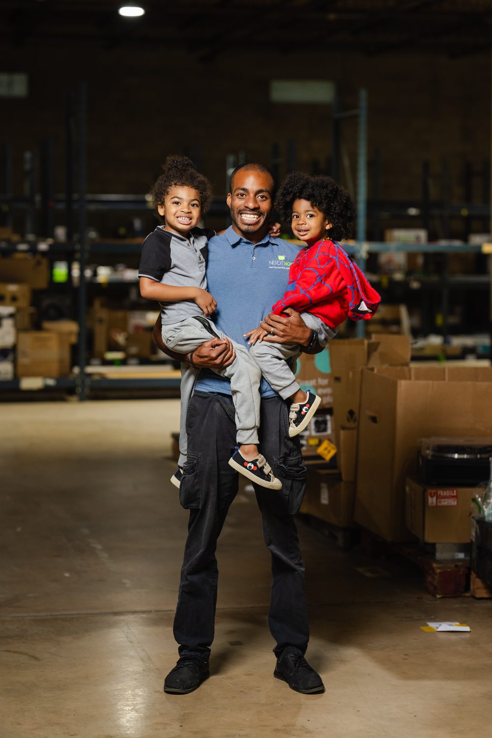 Markevis Gideon at the NERDiT NOW warehouse